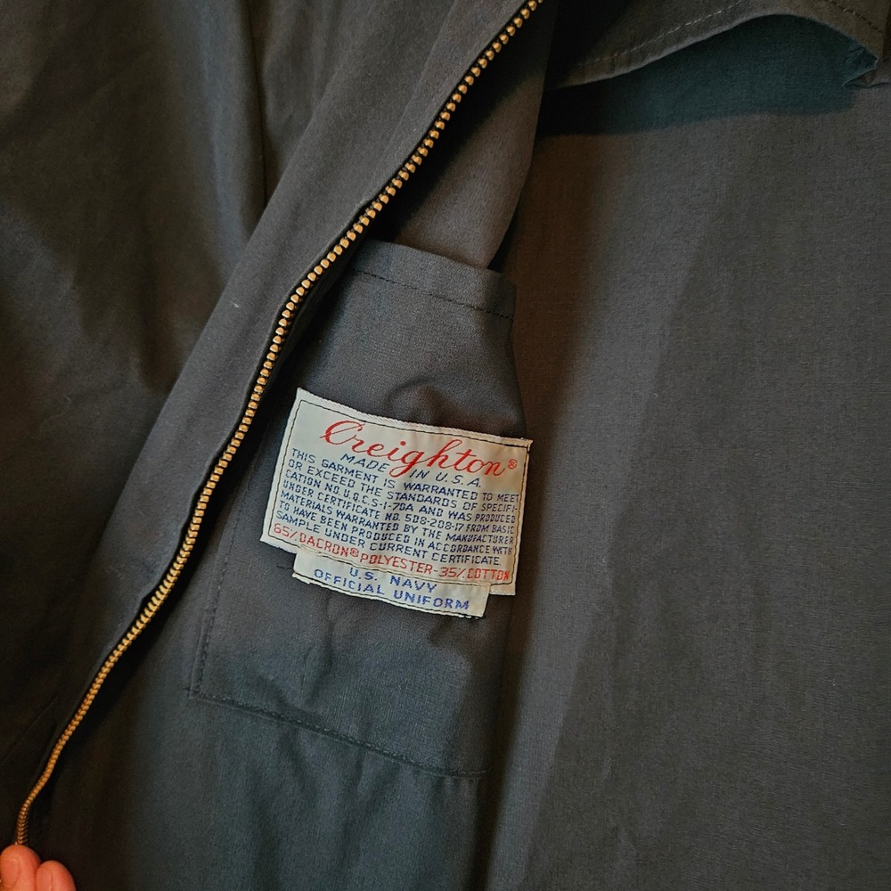 Creighton US‎ Navy Official Uniform Jacket Windbreaker Black Medium Military - Picture 5 of 11